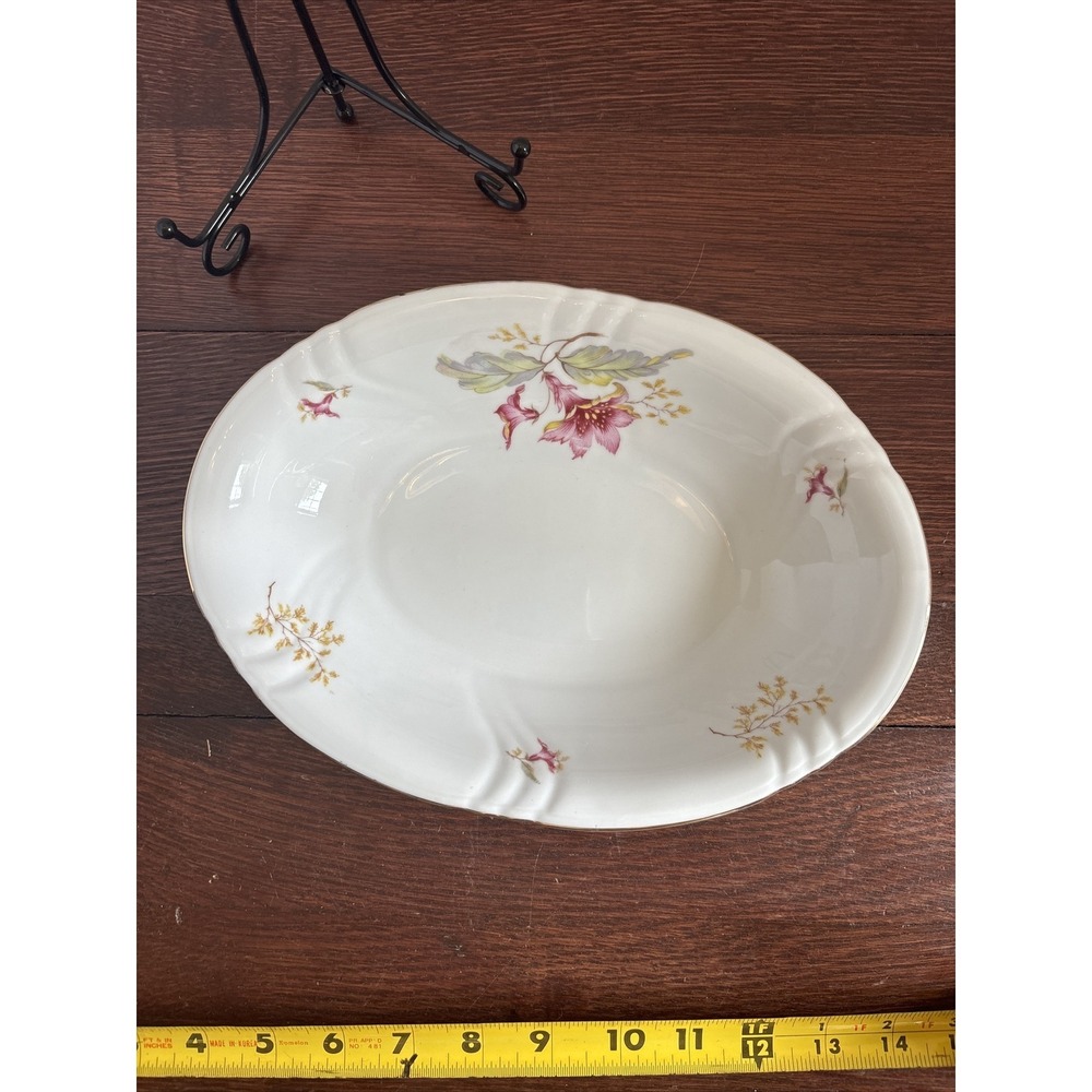 Hibiscus By Wintering-Bavaria Is 10" Oval Vegetable Bowl Germany